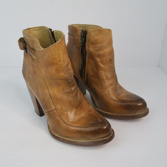 BED|STU Shoes - BED|STU Distressed Leather Zip Heeled ISLA Bootie - Size 7.5